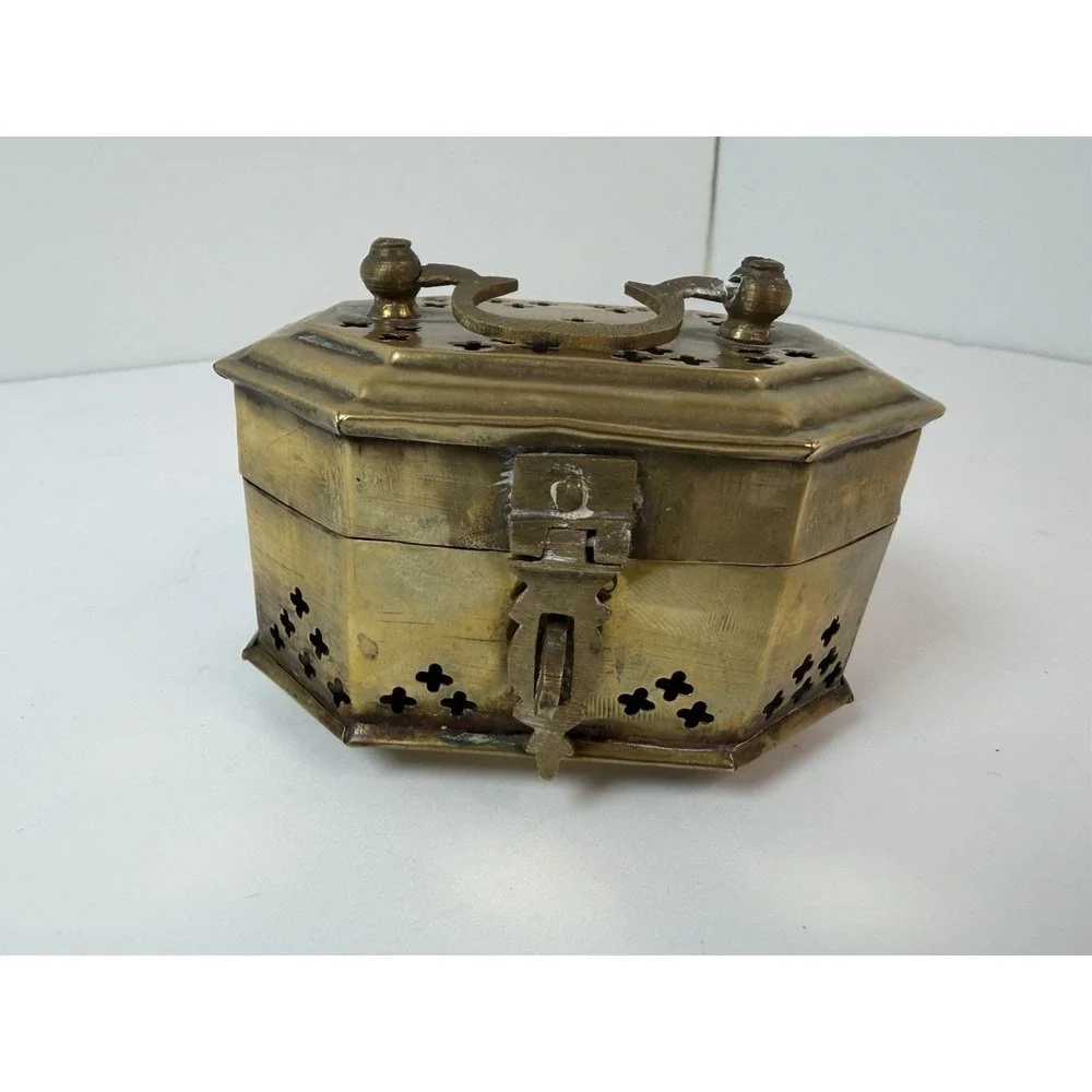 Brass Cricket Box Small Footed Latch Closure Trinket India